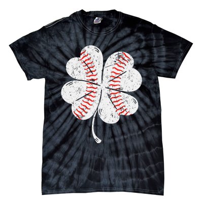 Baseball St Patties Shamrock St Patricks Day Tie-Dye T-Shirt