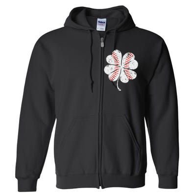 Baseball St Patties Shamrock St Patricks Day Full Zip Hoodie