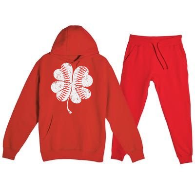 Baseball St Patties Shamrock St Patricks Day Premium Hooded Sweatsuit Set