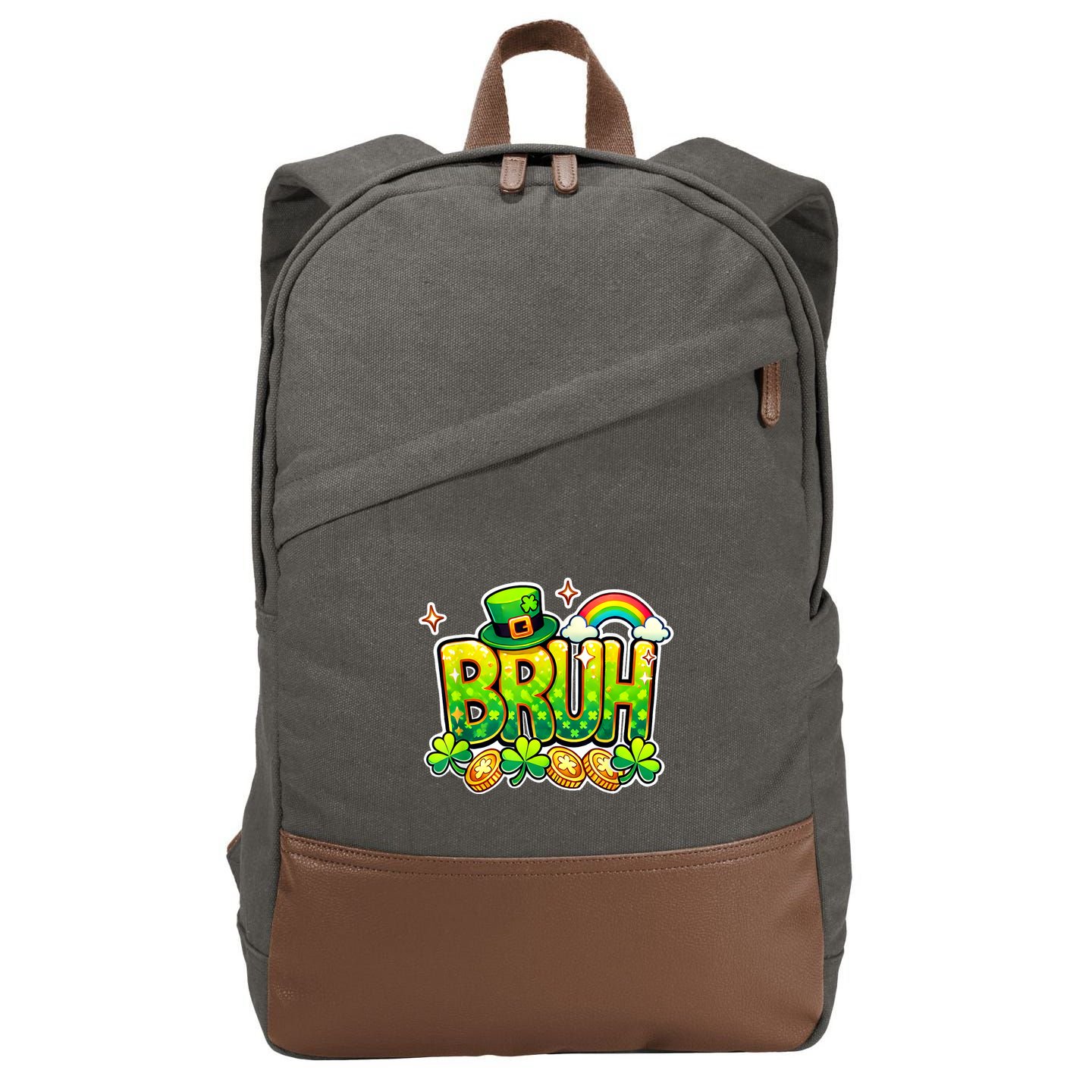 Bruh St Patricks Day Teens Saint Patricks Day Cotton Canvas Backpack
