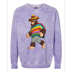 Bigfoot Sasquatch Poncho Cinco De Mayo Men Sombrero Colorblast Crewneck Sweatshirt