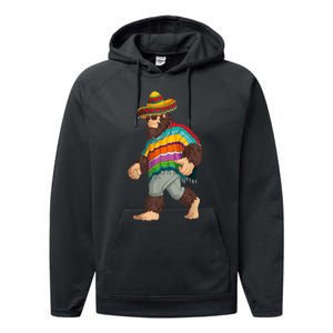 Bigfoot Sasquatch Poncho Cinco De Mayo Men Sombrero Performance Fleece Hoodie