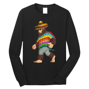 Bigfoot Sasquatch Poncho Cinco De Mayo Men Sombrero Long Sleeve Shirt