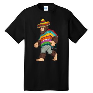 Bigfoot Sasquatch Poncho Cinco De Mayo Men Sombrero Tall T-Shirt