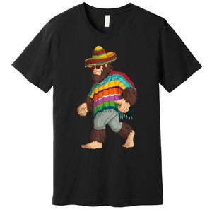 Bigfoot Sasquatch Poncho Cinco De Mayo Men Sombrero Premium T-Shirt