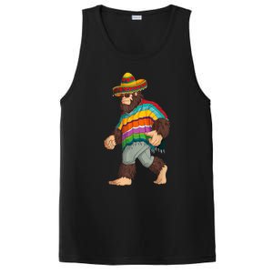 Bigfoot Sasquatch Poncho Cinco De Mayo Men Sombrero PosiCharge Competitor Tank