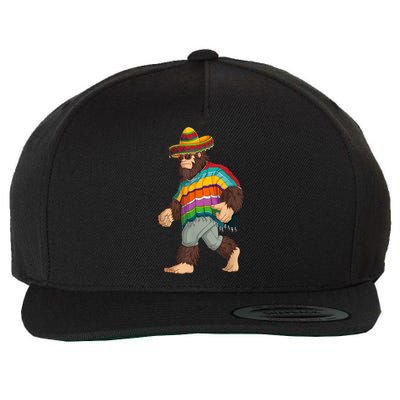 Bigfoot Sasquatch Poncho Cinco De Mayo Men Sombrero Wool Snapback Cap