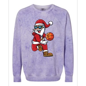 Basketball Santa Playing Christmas Boys Sports Xmas Gift Colorblast Crewneck Sweatshirt