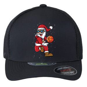 Basketball Santa Playing Christmas Boys Sports Xmas Gift Flexfit Unipanel Trucker Cap