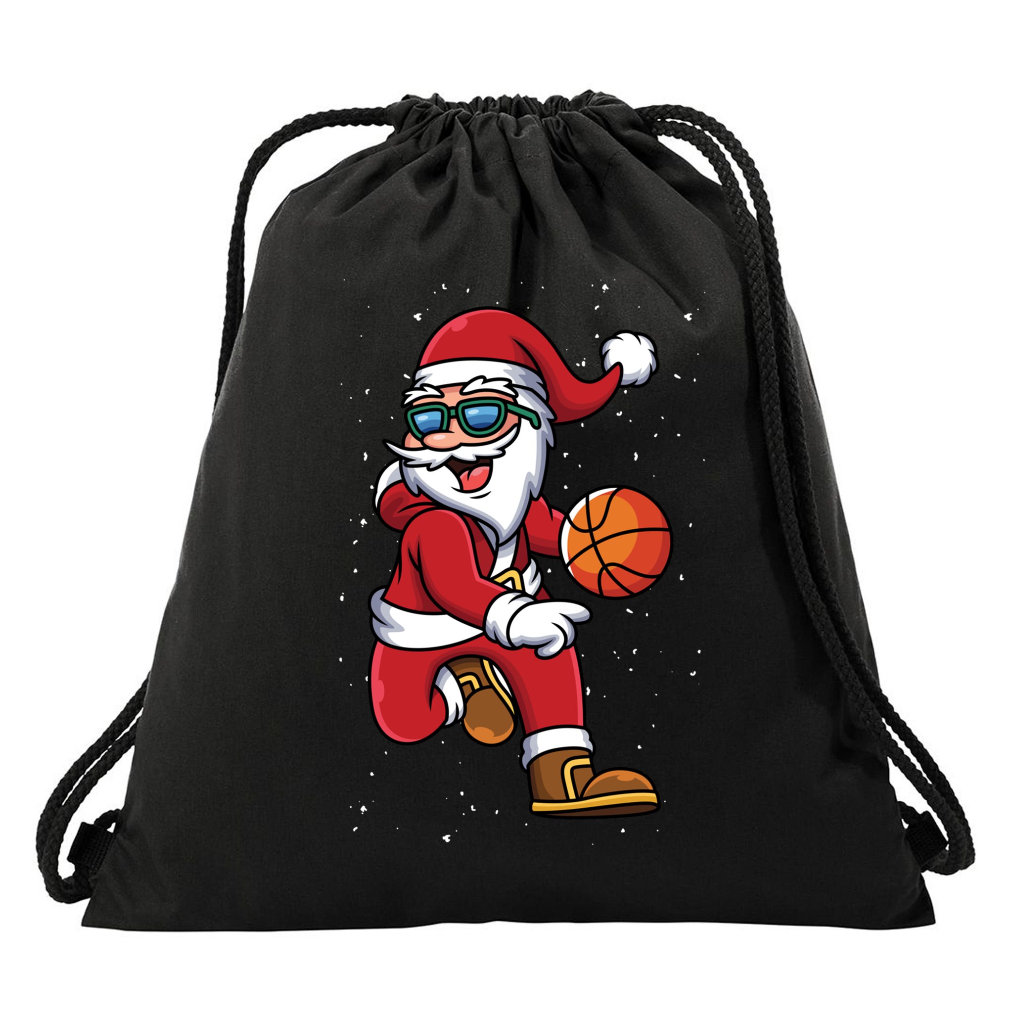 Basketball Santa Playing Christmas Boys Sports Xmas Gift Drawstring Bag