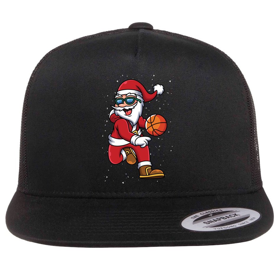 Basketball Santa Playing Christmas Boys Sports Xmas Gift Flat Bill Trucker Hat