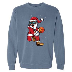 Basketball Santa Playing Christmas Boys Sports Xmas Gift Garment-Dyed Sweatshirt