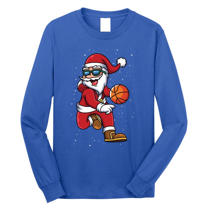 Basketball Santa Playing Christmas Boys Sports Xmas Gift Long Sleeve Shirt