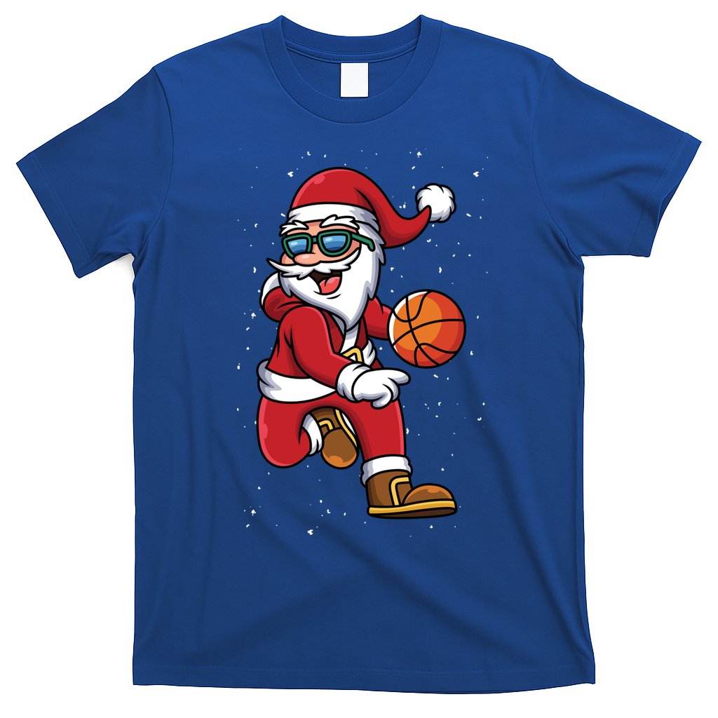 Basketball Santa Playing Christmas Boys Sports Xmas Gift T-Shirt