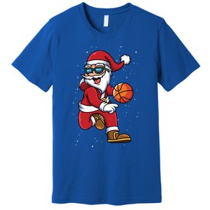 Basketball Santa Playing Christmas Boys Sports Xmas Gift Premium T-Shirt