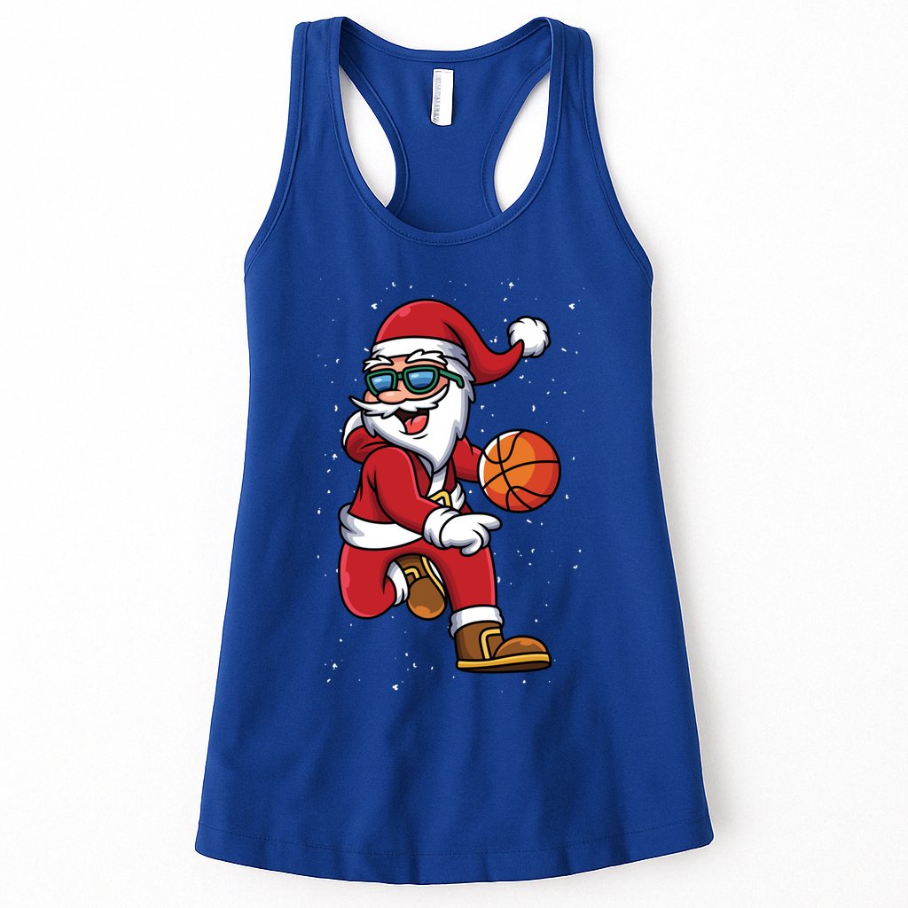 Basketball Santa Playing Christmas Boys Sports Xmas Gift Womens Tank Top