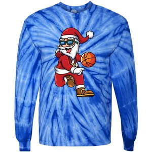 Basketball Santa Playing Christmas Boys Sports Xmas Gift Tie-Dye Long Sleeve Shirt