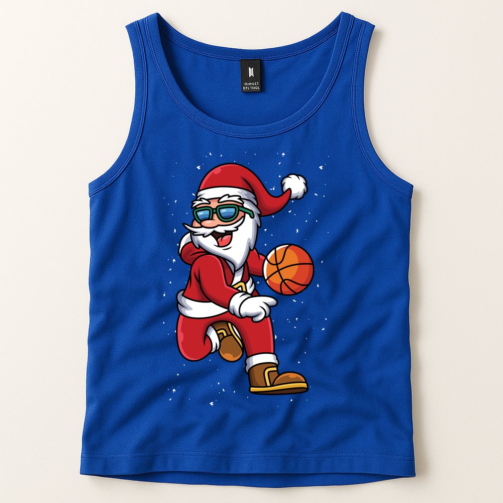 Basketball Santa Playing Christmas Boys Sports Xmas Gift Tank Top