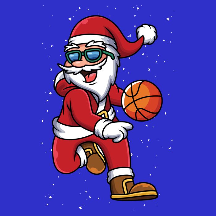 Basketball Santa Playing Christmas Boys Sports Xmas Gift Tank Top