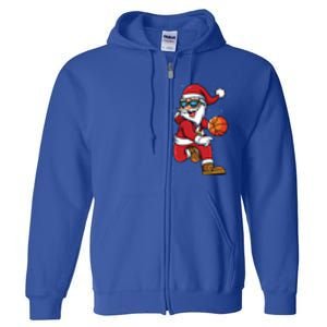 Basketball Santa Playing Christmas Boys Sports Xmas Gift Full Zip Hoodie