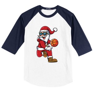 Basketball Santa Playing Christmas Boys Sports Xmas Gift Baseball Sleeve Shirt