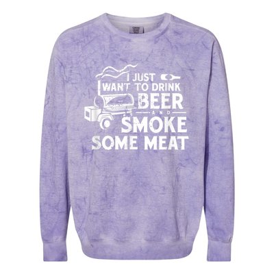 BBQ Smoking Pitmaster Drink Beer Smoke Meat Colorblast Crewneck Sweatshirt