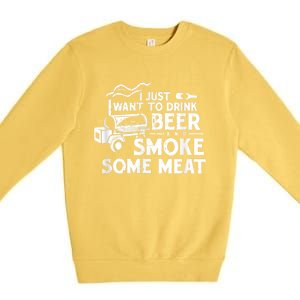 BBQ Smoking Pitmaster Drink Beer Smoke Meat Premium Crewneck Sweatshirt