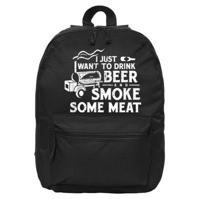 BBQ Smoking Pitmaster Drink Beer Smoke Meat 16 in Basic Backpack