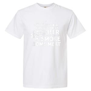 BBQ Smoking Pitmaster Drink Beer Smoke Meat Garment-Dyed Heavyweight T-Shirt