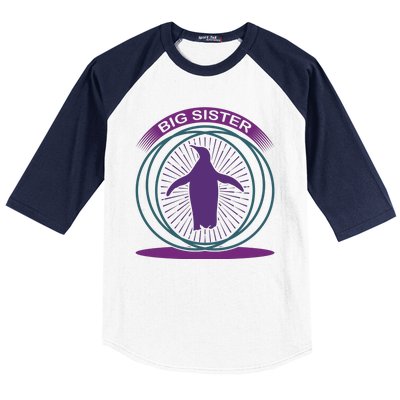 Big Sister Penguin Baseball Sleeve Shirt