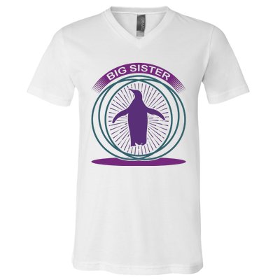 Big Sister Penguin V-Neck T-Shirt