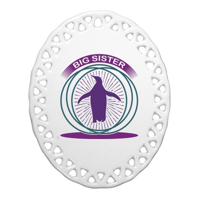 Big Sister Penguin Ceramic Oval Ornament