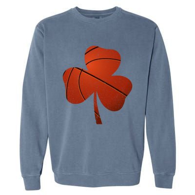 Basketball St Patricks Day Funny Gift Distressed Irish Shamrock Funny Gift Garment-Dyed Sweatshirt