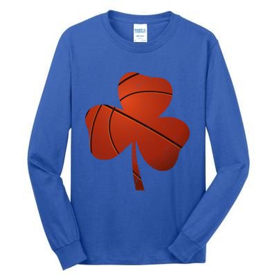 Basketball St Patricks Day Funny Gift Distressed Irish Shamrock Funny Gift Tall Long Sleeve T-Shirt