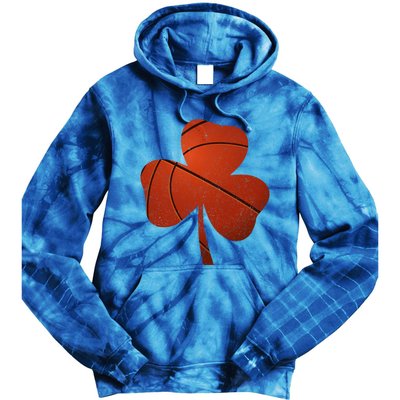 Basketball St Patricks Day Funny Gift Distressed Irish Shamrock Funny Gift Tie Dye Hoodie