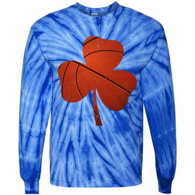 Basketball St Patricks Day Funny Gift Distressed Irish Shamrock Funny Gift Tie-Dye Long Sleeve Shirt