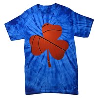 Basketball St Patricks Day Funny Gift Distressed Irish Shamrock Funny Gift Tie-Dye T-Shirt