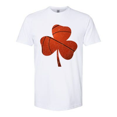 Basketball St Patricks Day Funny Gift Distressed Irish Shamrock Funny Gift Softstyle CVC T-Shirt