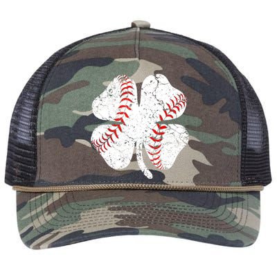 Baseball St Patricks Day Catcher Pitcher Shamrock Retro Rope Trucker Hat Cap