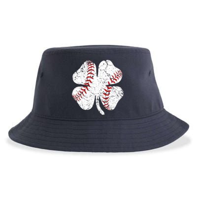 Baseball St Patricks Day Catcher Pitcher Shamrock Sustainable Bucket Hat