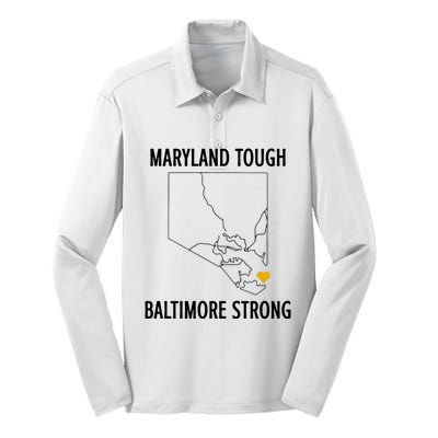 Baltimore Strong Pray For Baltimore Silk Touch Performance Long Sleeve Polo