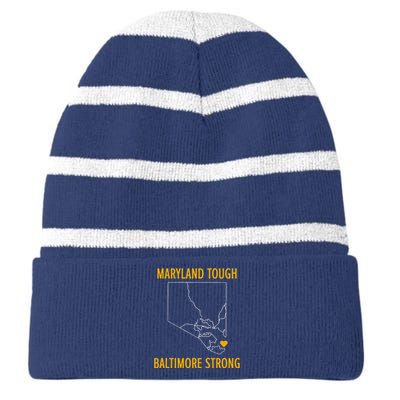 Baltimore Strong Pray For Baltimore Striped Beanie with Solid Band