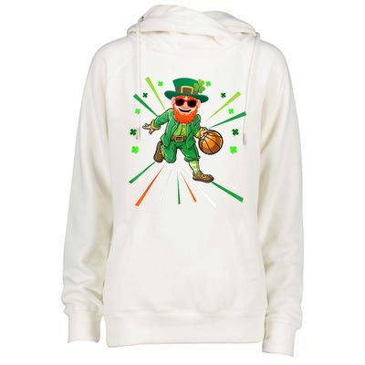 Basketball St Patricks Day Leprechaun Gift Womens Funnel Neck Pullover Hood