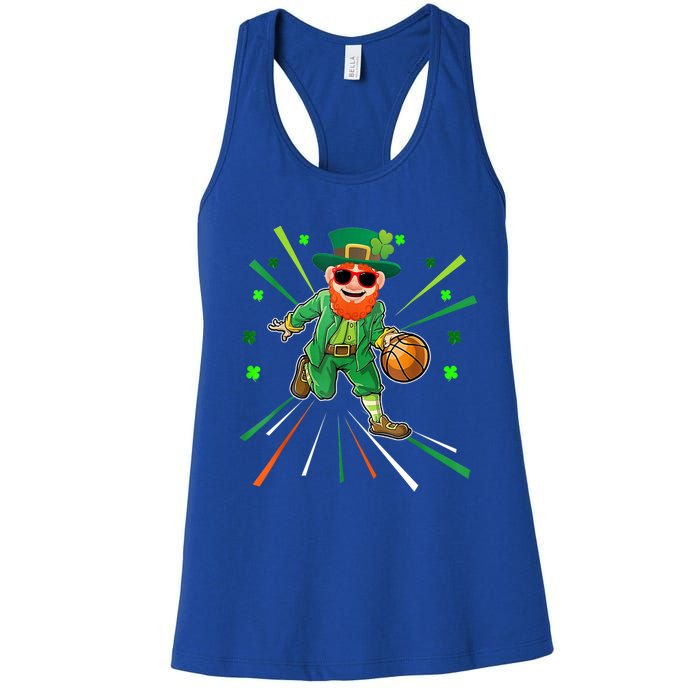 Basketball St Patricks Day Leprechaun Gift Women's Racerback Tank