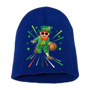 Basketball St Patricks Day Leprechaun Gift Short Acrylic Beanie