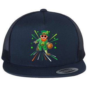 Basketball St Patricks Day Leprechaun Gift Flat Bill Trucker Hat