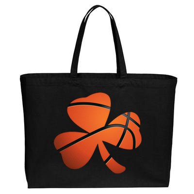 Basketball St Patricks Day Clover Shamrock Funny Gift Cotton Canvas Jumbo Tote