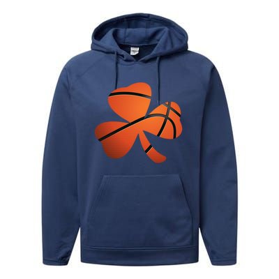 Basketball St Patricks Day Clover Shamrock Funny Gift Performance Fleece Hoodie