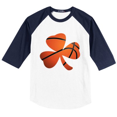 Basketball St Patricks Day Clover Shamrock Funny Gift Baseball Sleeve Shirt