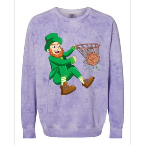 Basketball St Patricks Day Leprechaun Gift Colorblast Crewneck Sweatshirt